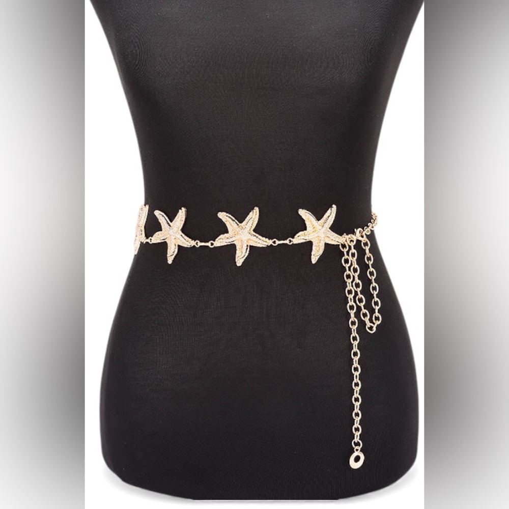 Gold or Silver Marine Life Metal Chain Statement Belt